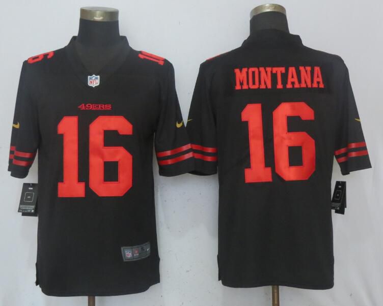 Men San Francisco 49ers #16 Montana Black Vapor Untouchable Limited Player Nike NFL Jerseys
